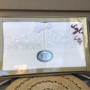 NIP Vintage ‘Stateside Pillowcase Ensemble’ w/ Embroidery, Fit Standard Size